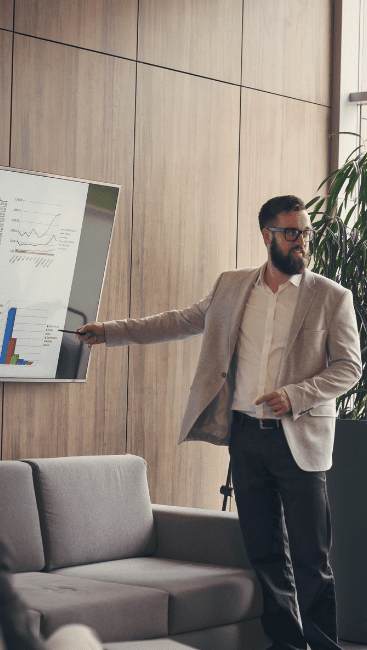 A man doing a presentation at the office