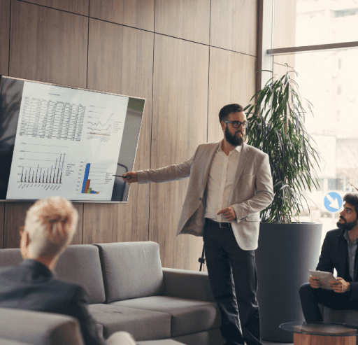 A man doing a presentation at the office