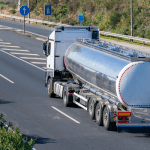 Fuel truck driving on the highway