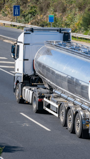 Fuel truck driving on the highway