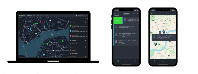 GSM Tasks interface displayed in different devices