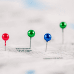 Pins on a map