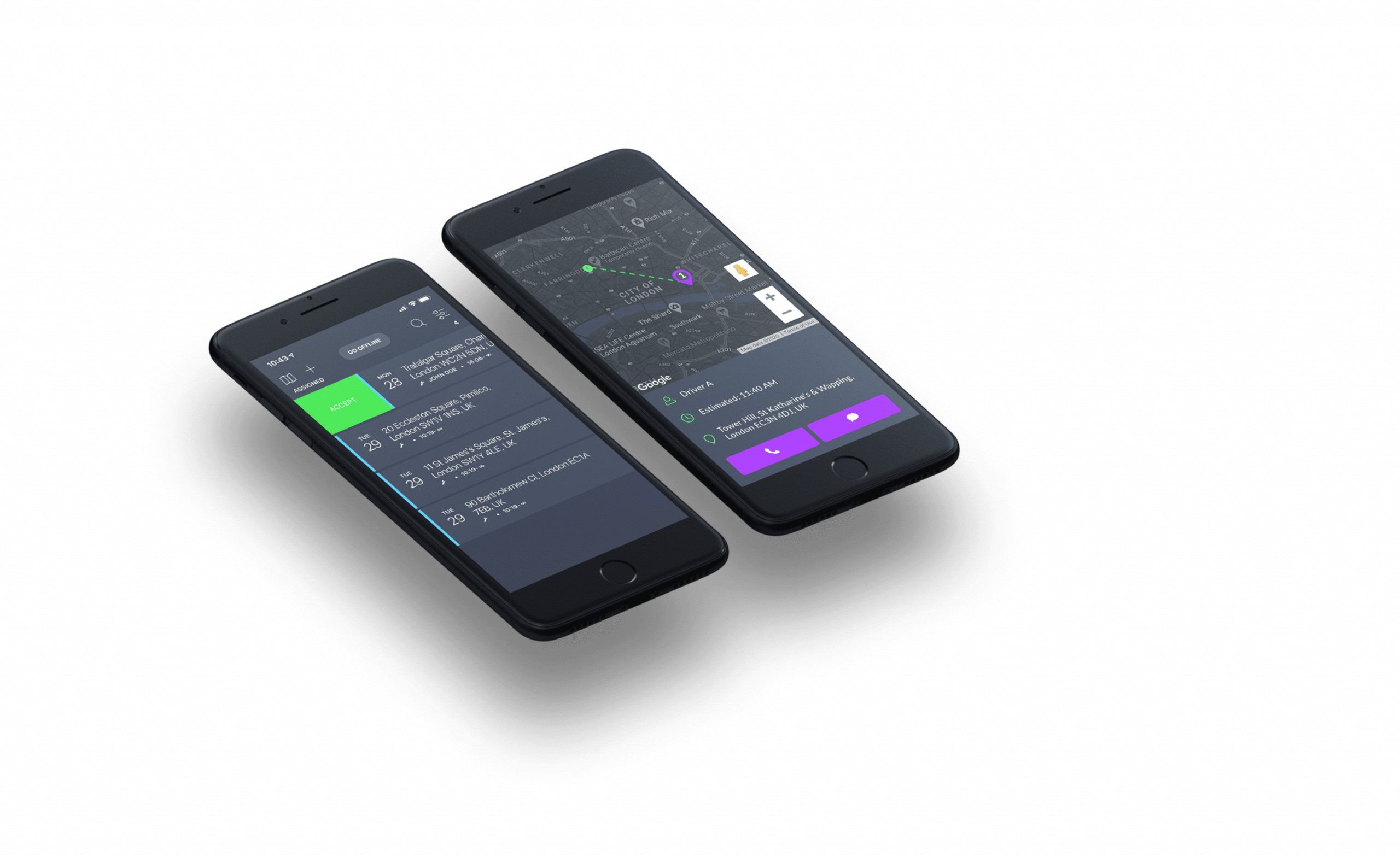 Mobiles displaying GSMTasks interface